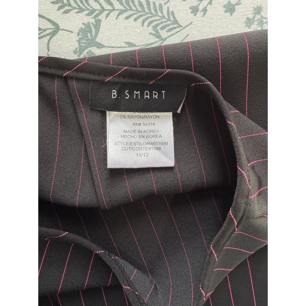 Vintage B. Smart Y2K Women's Black Pink Pinstripe Pants Size 11/12 Straight Leg - Picture 6 of 10